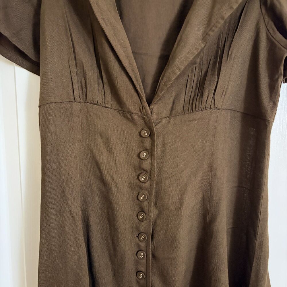 Princess Polly Pique Button Down Mini Dress Brown NWT - Picture 8 of 12
